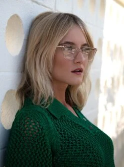 CELESTE-Dawn + Polished Summer Gold / Clear-51 -Raen Eyeglasses Shop CELESTE 2021 Dawn Polished Summer Gold Clear L3