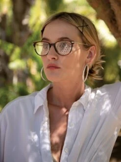 Raen Eyeglasses Shop -Raen Eyeglasses Shop CELESTE 2021 Ocelot Satin Sunshine Gold Clear L4